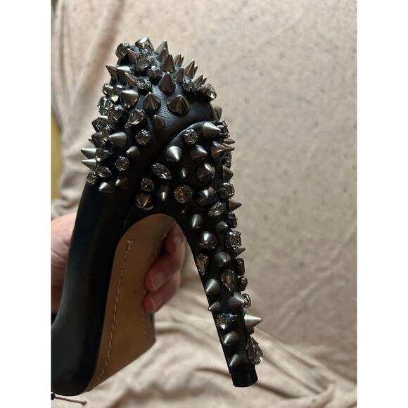 Sam Edelman Lorissa Black Leather Spiked Studded Open Toe Heels Women’s 7.5 - Picture 6 of 14